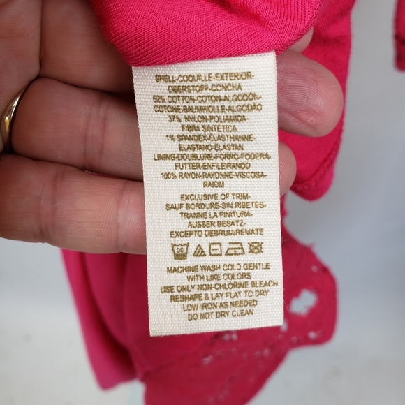 Free People Pink Scoop neck Lace Dress size large - Picture 7 of 9